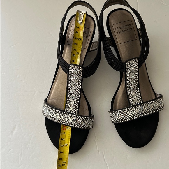 New York Transit Black and Silver Embellished with diamond Sandals for women 7M - Picture 8 of 14